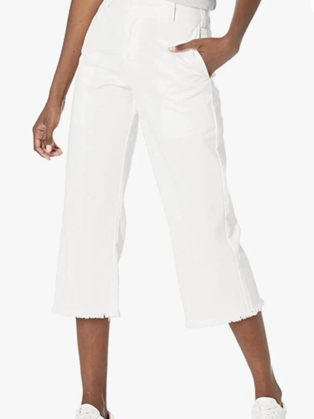 Dickies Worker Crop Fray Hem White Pants 3/26